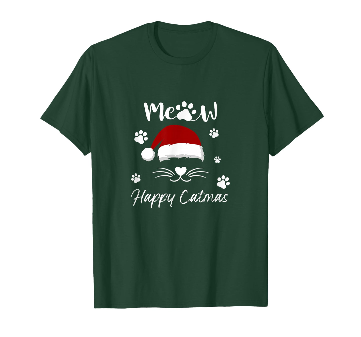 Meowy Catmas Cute Kitten Cats Santa Hat Christmas Xmas 2025 T-Shirt