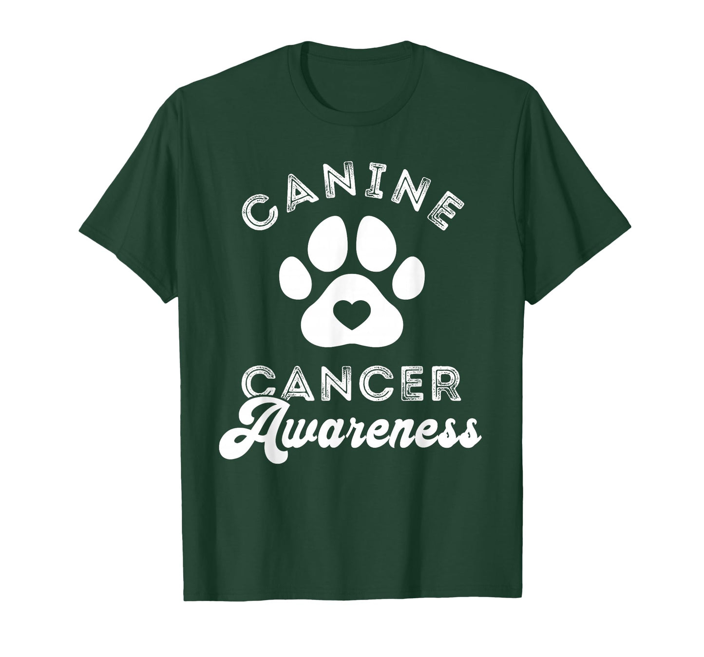 Canine Cancer Awareness Pet Awareness Heart Paw Print T-Shirt