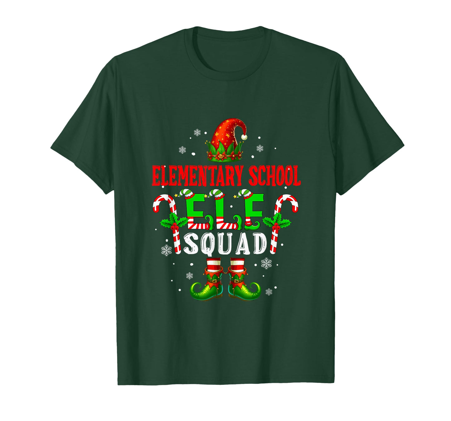 Elementary School Elf Squad Xmas Elf Hat Shoes Funny Job T-Shirt