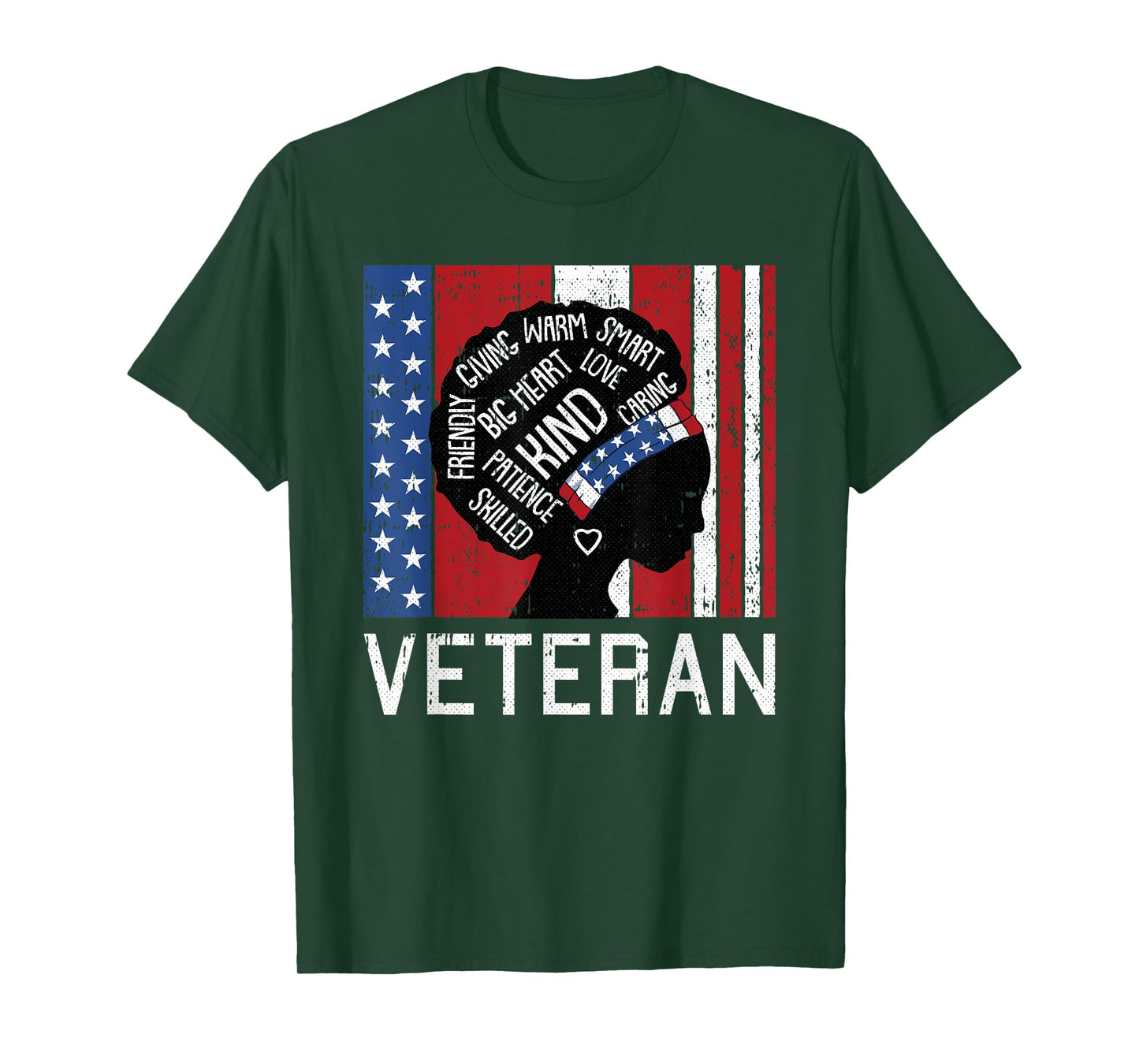 Afro Woman American Flag Veterans Day Army Military Wife T-Shirt