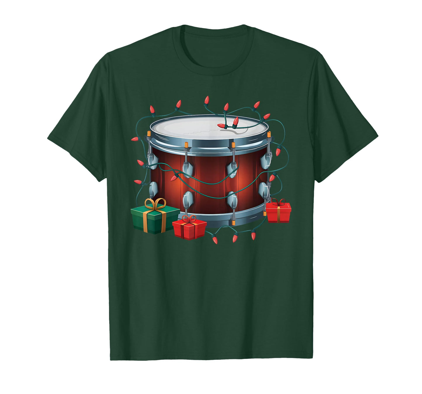 Drummer Drum Xmas Lighting Santa Musical Drum Christmas T-Shirt