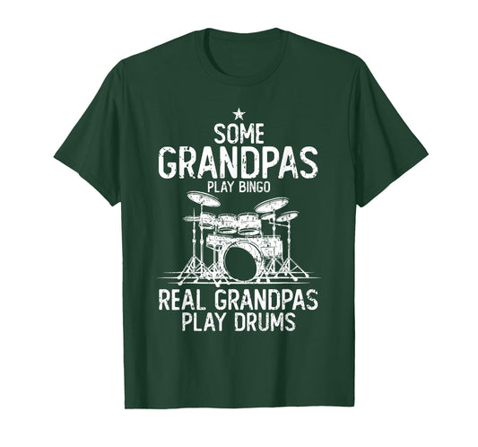 Real Grandpa Play Drums Funny Drummer Grandpa Percussionist T-Shirt