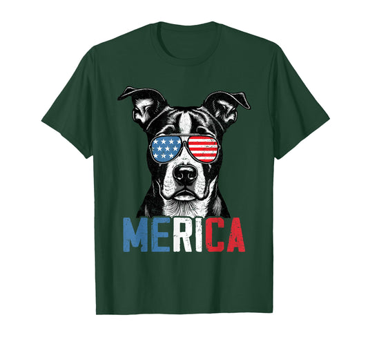 Patriotic American Staffordshire Terrier Merica 4th Of July T-Shirt