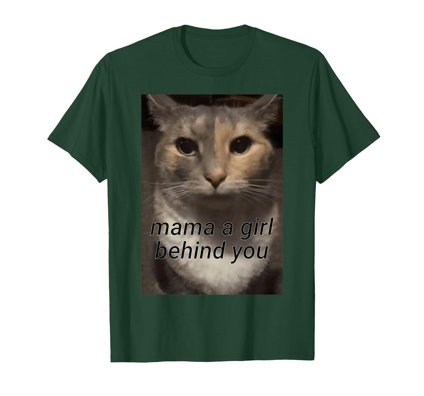 funny cat meme mama a girl behind you, funny gen z humour T-Shirt