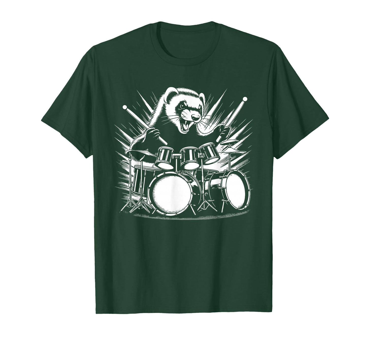 Drumming Ferret Drummer Drums Music Rock Band T-Shirt