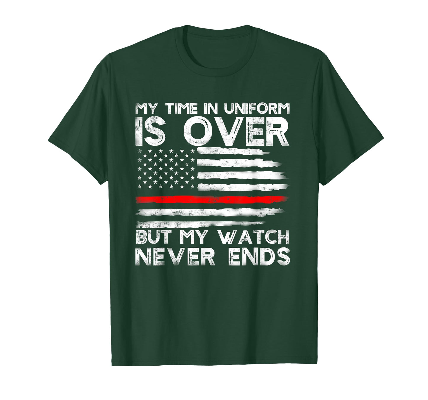 Retired Firefighter Stripe American flag Retirement Grandpa T-Shirt