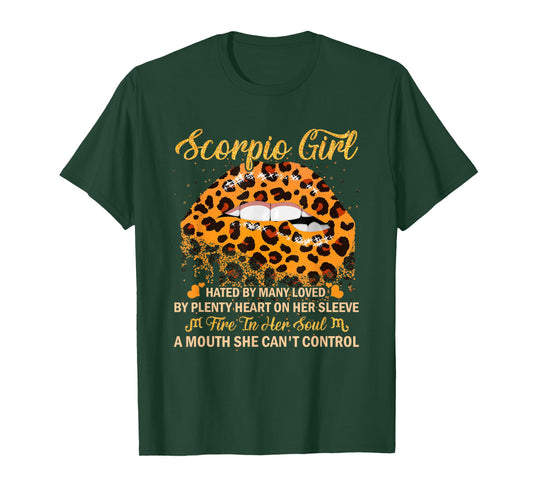 Scorpio Girl Birthday Leopard Sexy Lip Zodiac T-Shirt
