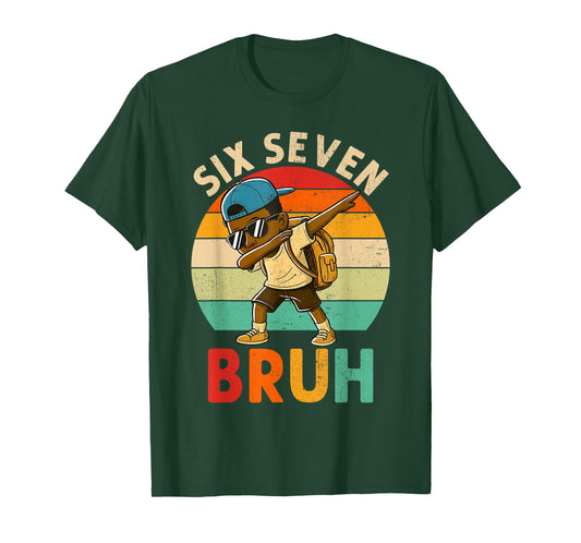 Funny 67 Meme 6 7 Slang Gen Z Six Seven Bruh Dabbing Boys T-Shirt