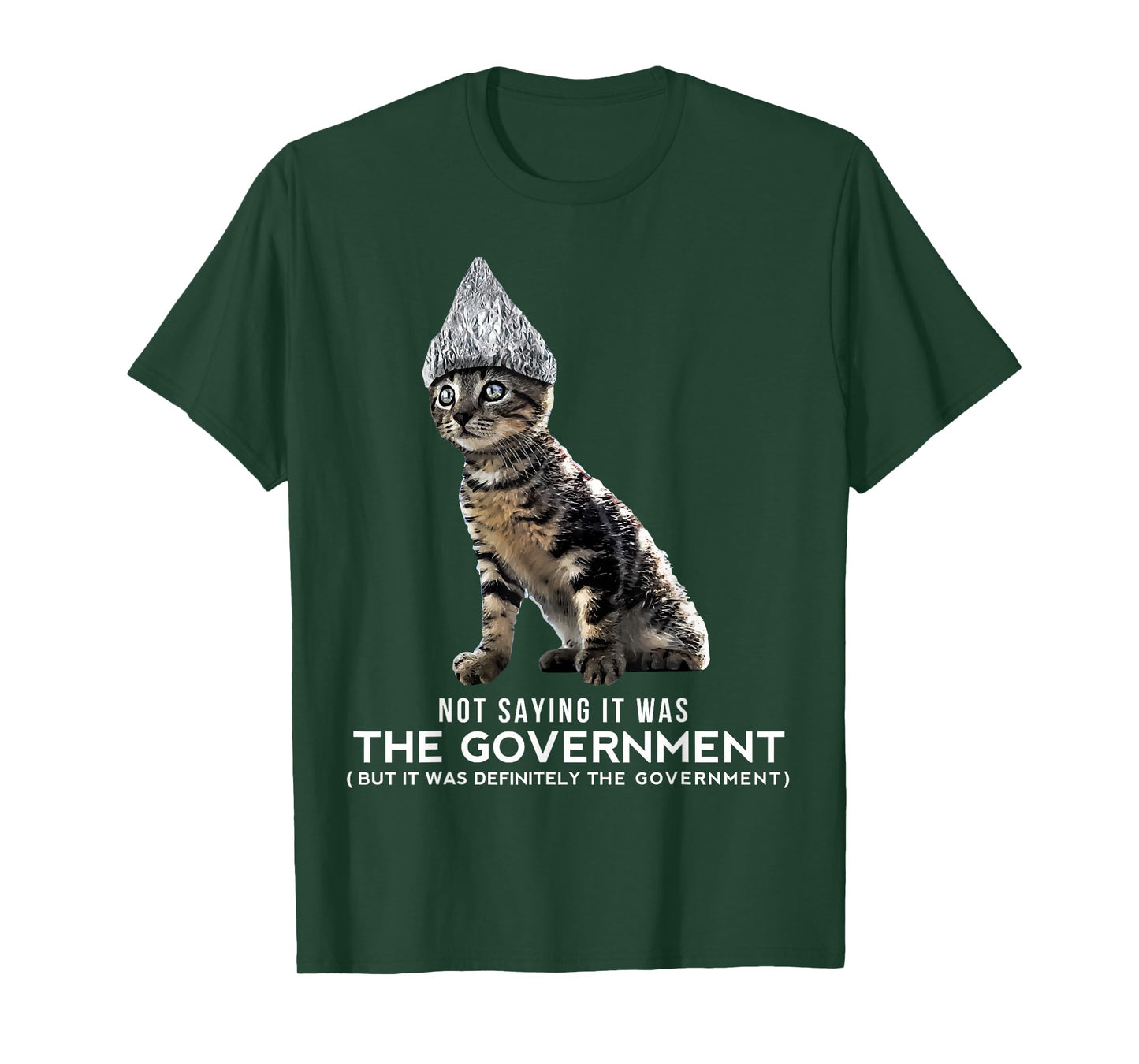 Funny Conspiracy Cat Tin Foil Hat Government Shirt Gift Men T-Shirt