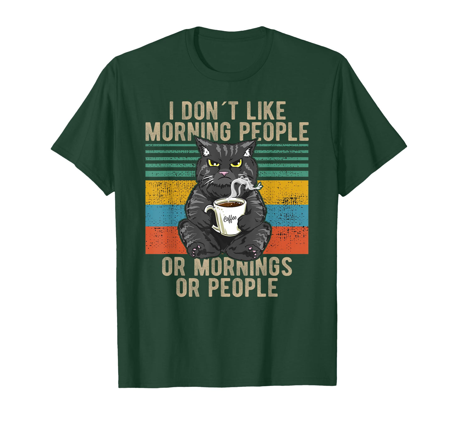 I Hate Morning People And Mornings And People Coffee Cat T-Shirt