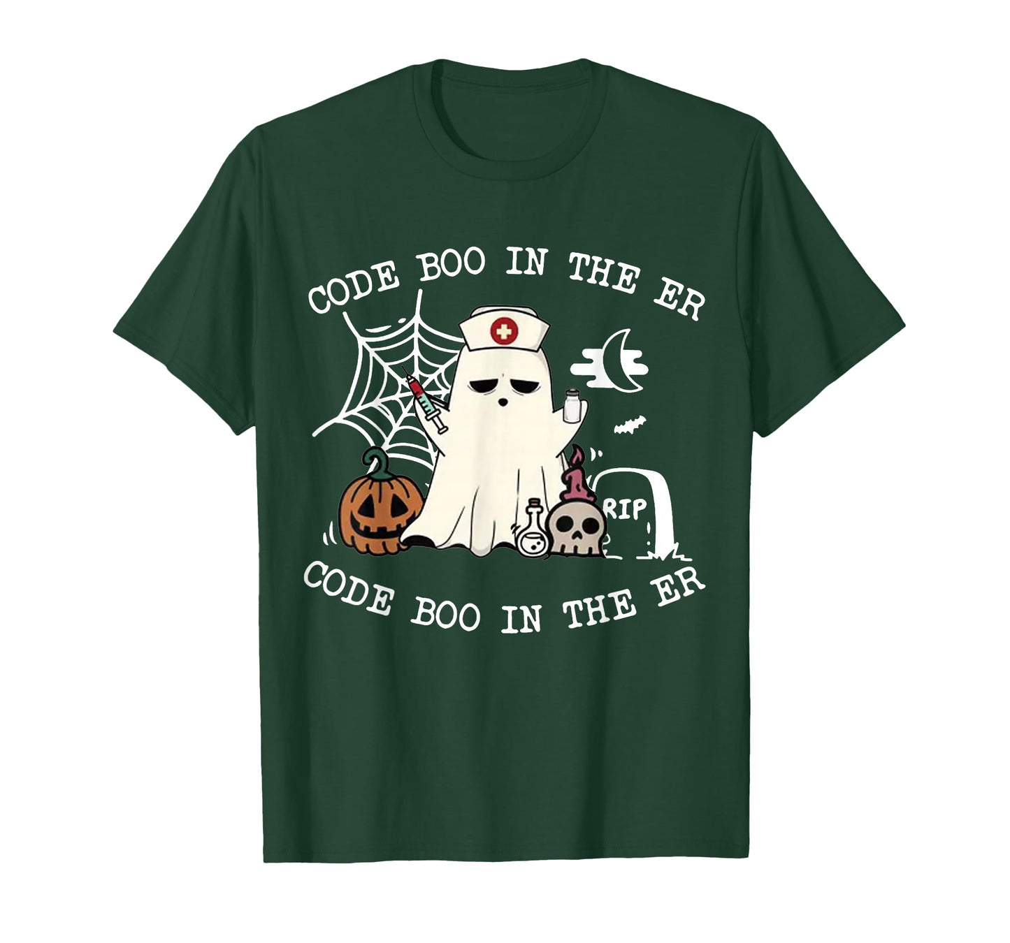 Code Boo in The ER Emergency Room Nurse Spooky Halloween T-Shirt