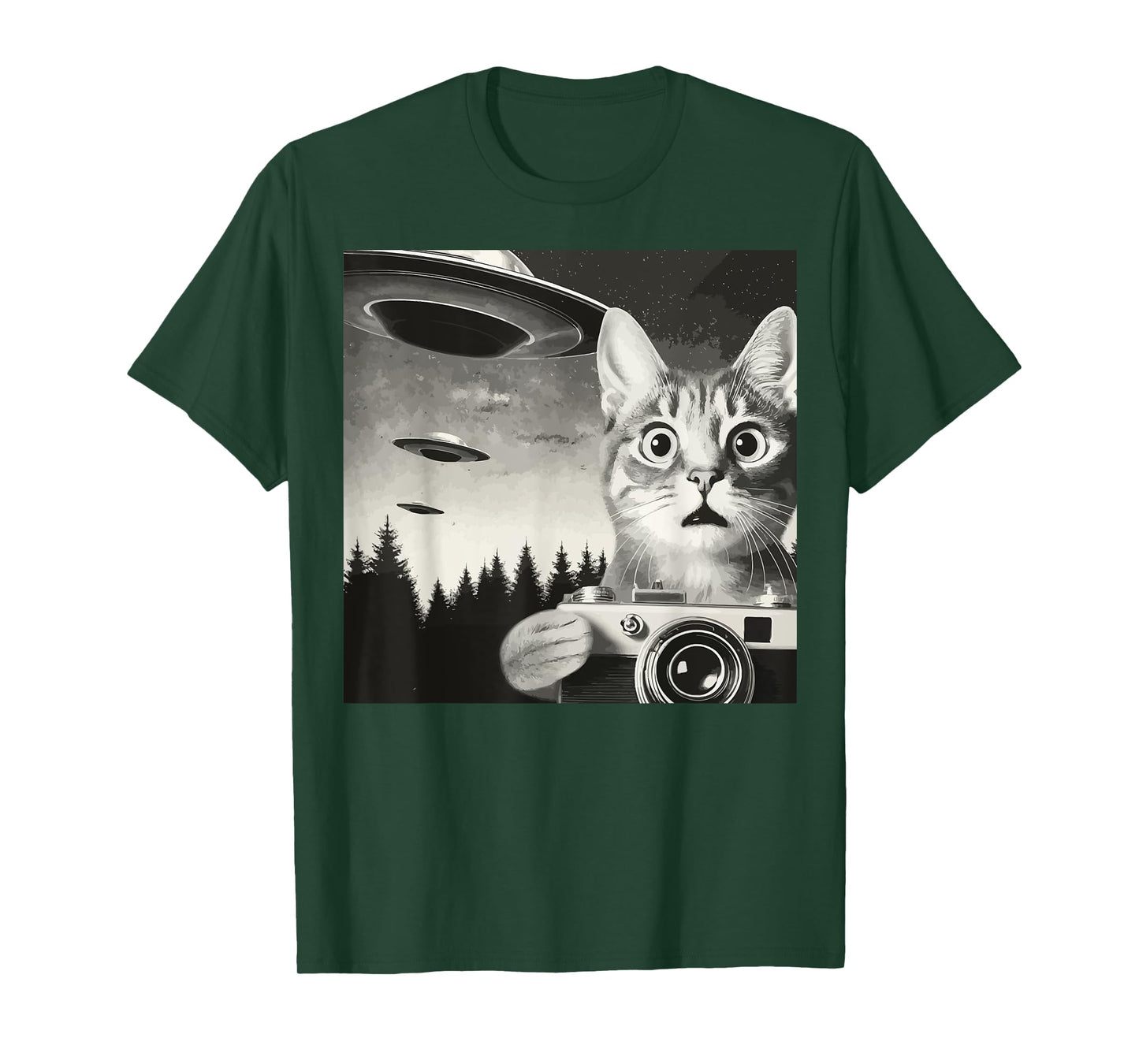 Alien Cat UFO Camera Graphic Alien Feline Photography Men Women T-Shirt