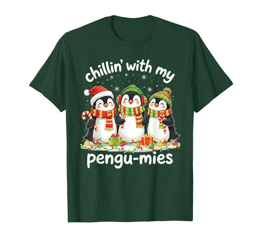 Chillin' with My Pengu-mies Family Christmas Holiday Penguin T-Shirt