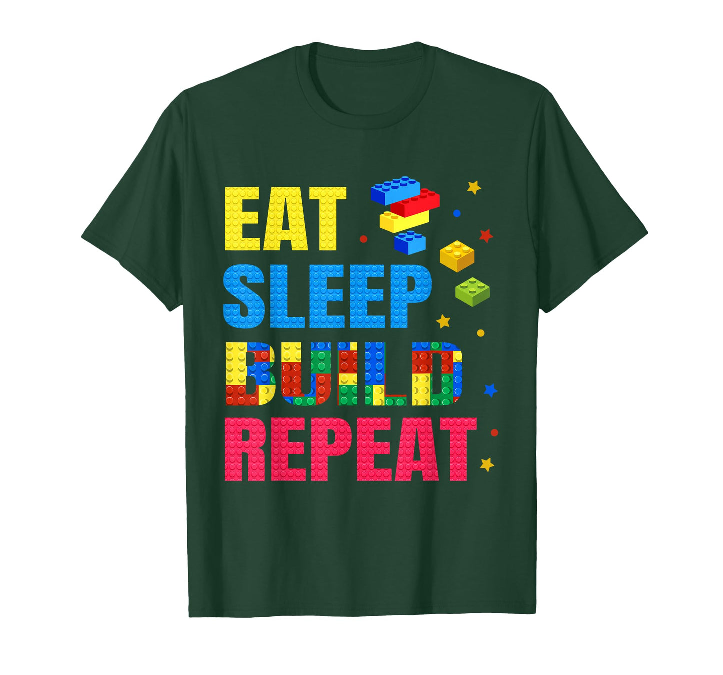 Eat Sleep Build Family Master Builder Building Bricks Blocks T-Shirt