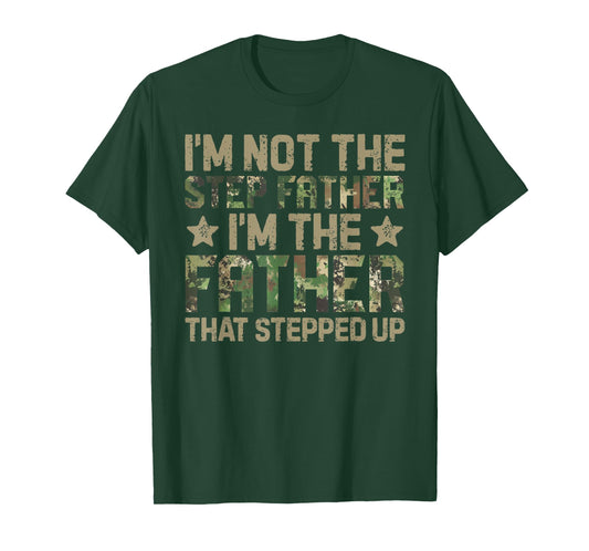 Stepped Up Dad Shirt - Dad Who Stepped Up American Camo Flag T-Shirt