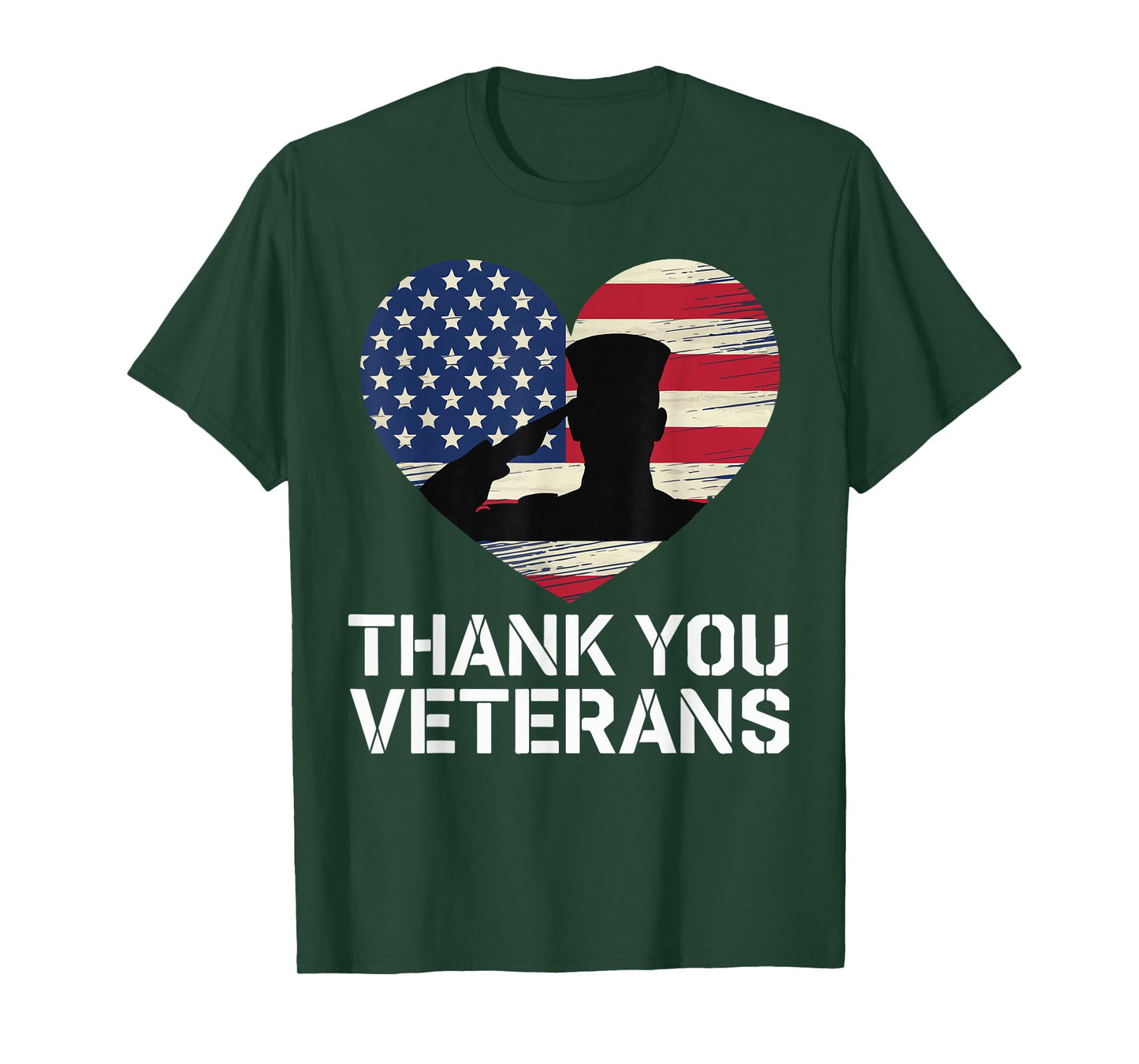 Thank You Veterans Day American Flag Heart Patriotic Hero T-Shirt