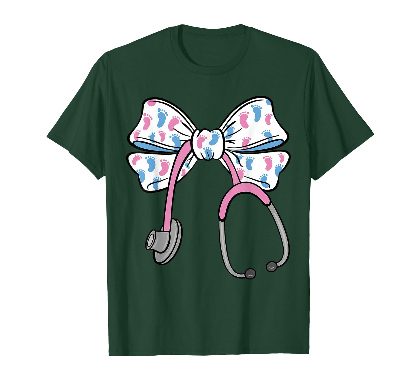 Cute Coquette Bow Stethoscope L&D Labor and Delivery Nurse T-Shirt