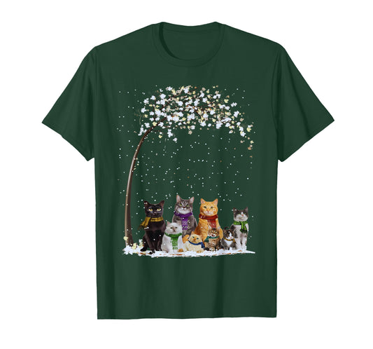 Christmas Cats Winter Tree Snow Cat Cute Kitty Scarf T-Shirt T-Shirt