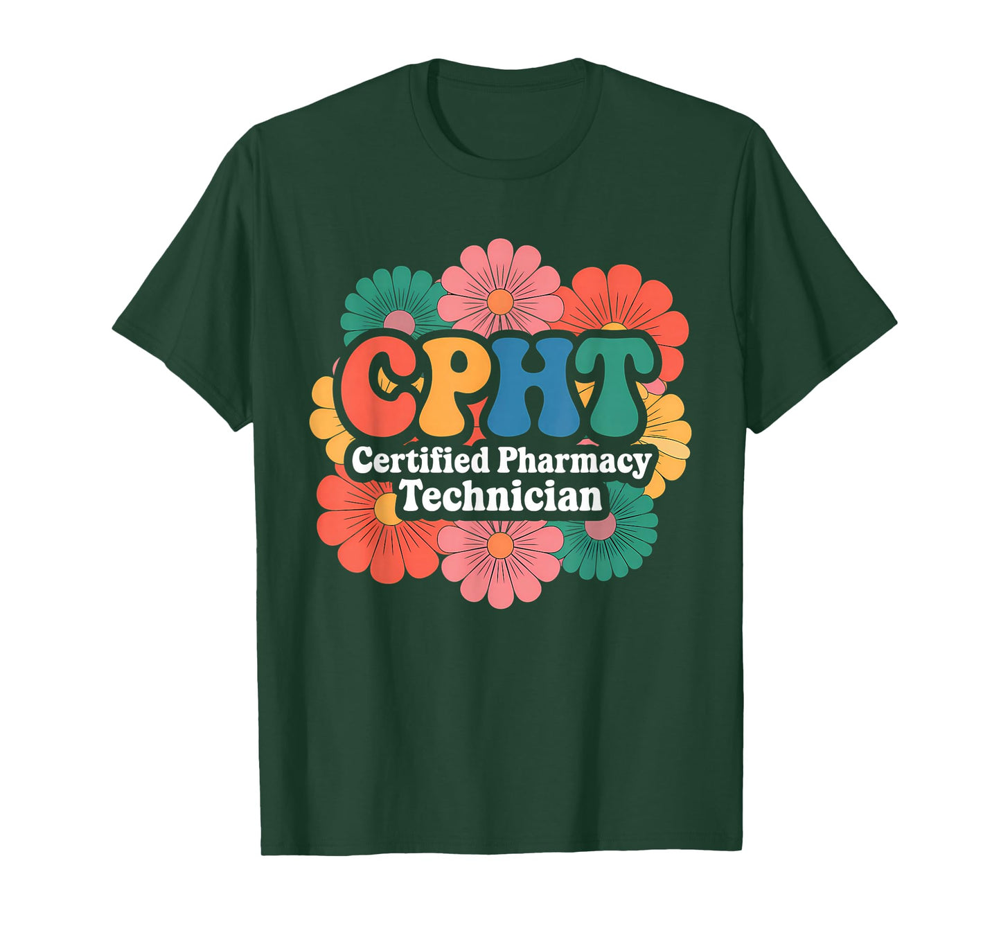 CPHT Certified Pharmacy Technician Floral Designs For Women T-Shirt