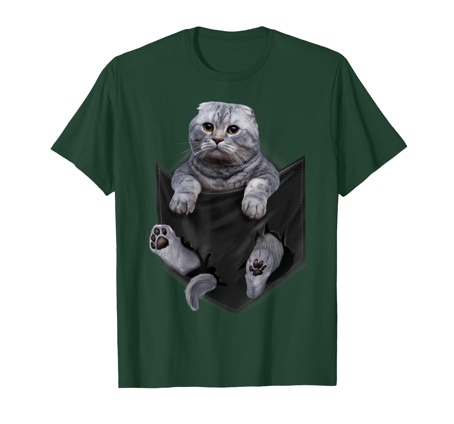 Scottish Fold Cat in Pocket T-Shirt Cats Tee Shirt Gifts T-Shirt