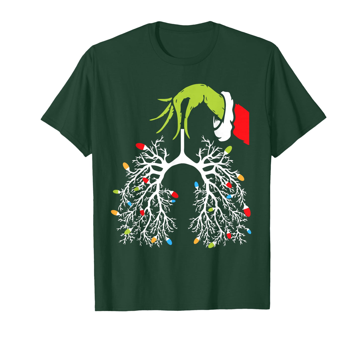 Christmas Nurse Lung Xmas Lights Funny Pulmonologist Xmas T-Shirt