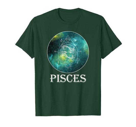 Sacred Geometry Zodiac Pisces On Celestial Universe T-Shirt