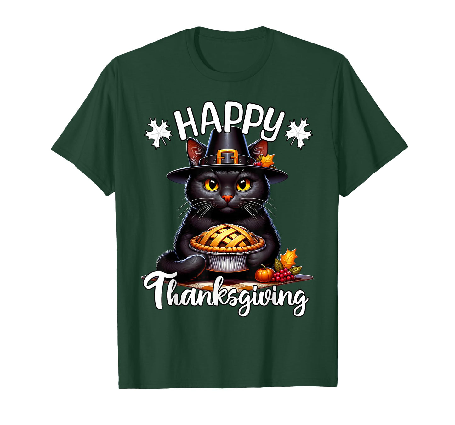 Black Cat Happy Thanksgiving Black Cat T-Shirt