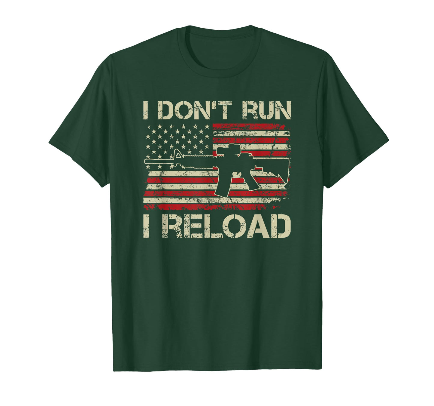 I Don't Run I Reload - AR15 Vintage USA Flag Funny Gun T-Shirt