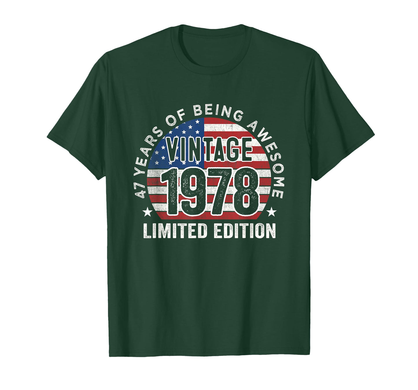 47th Birthday Gifts Men Vintage 1978 47 Years Old USA Flag T-Shirt