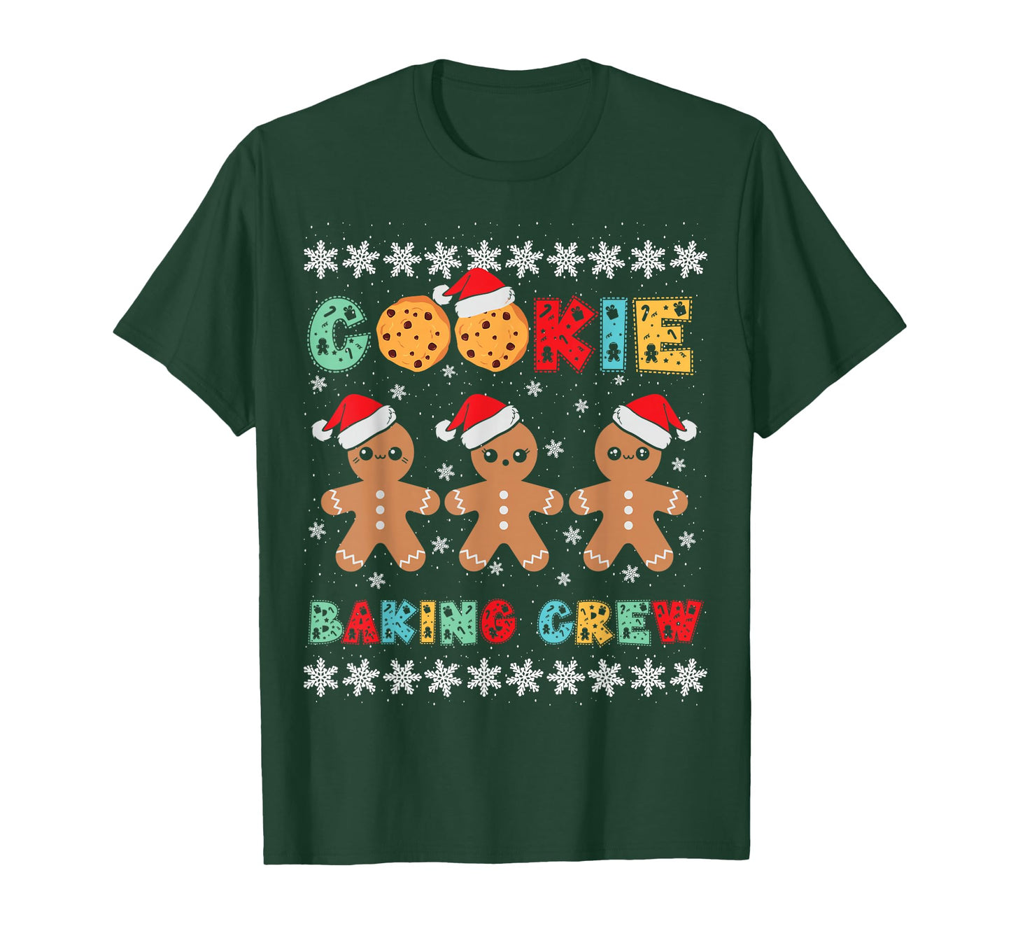 Cookie Baking Crew Gingerbread Men with Xmas Hats T-Shirt