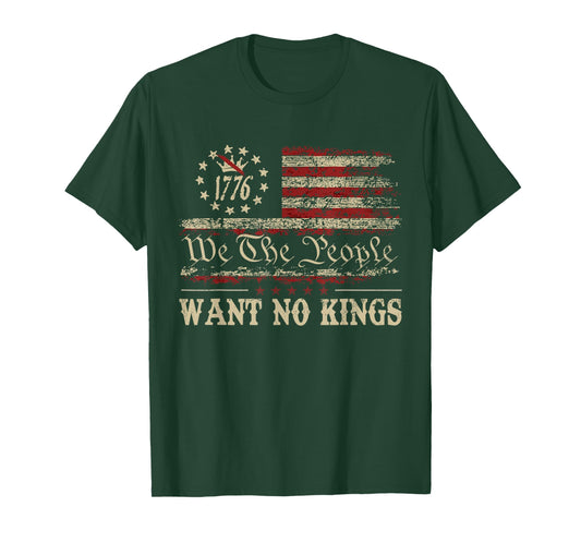 Retro June 14th Want No Kings In America 1776 USA Flag Men T-Shirt