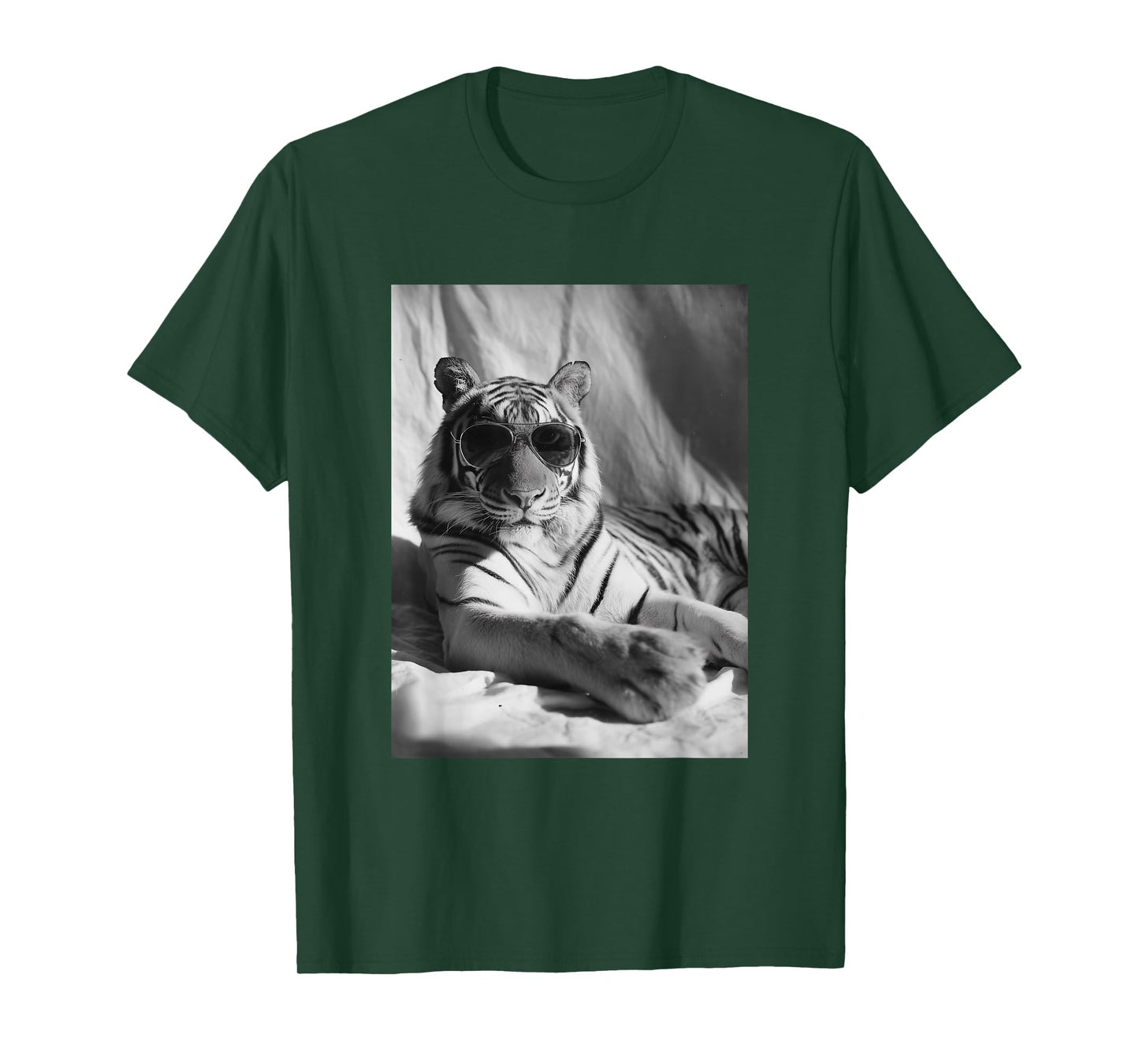 Elegant Tiger with Sunglasses Feline Animal Photography T-Shirt
