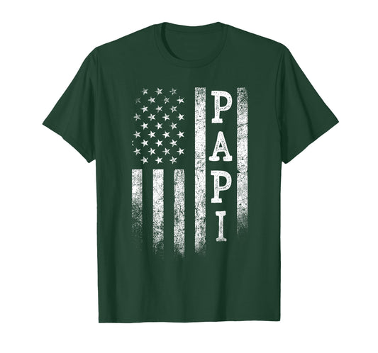 Papi American Flag Papi Gifts Patriotic Father's Day T-Shirt