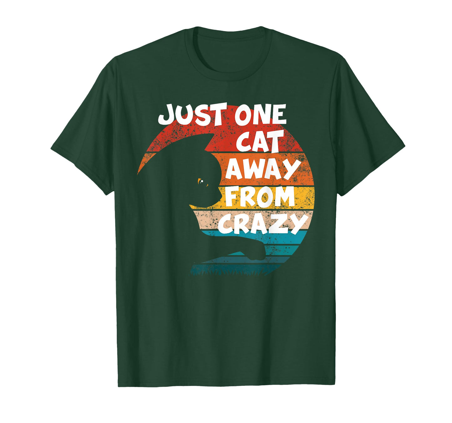 Funny Retro Vintage Cat | Just One Cat Away From Crazy T-Shirt for Men Women Kids