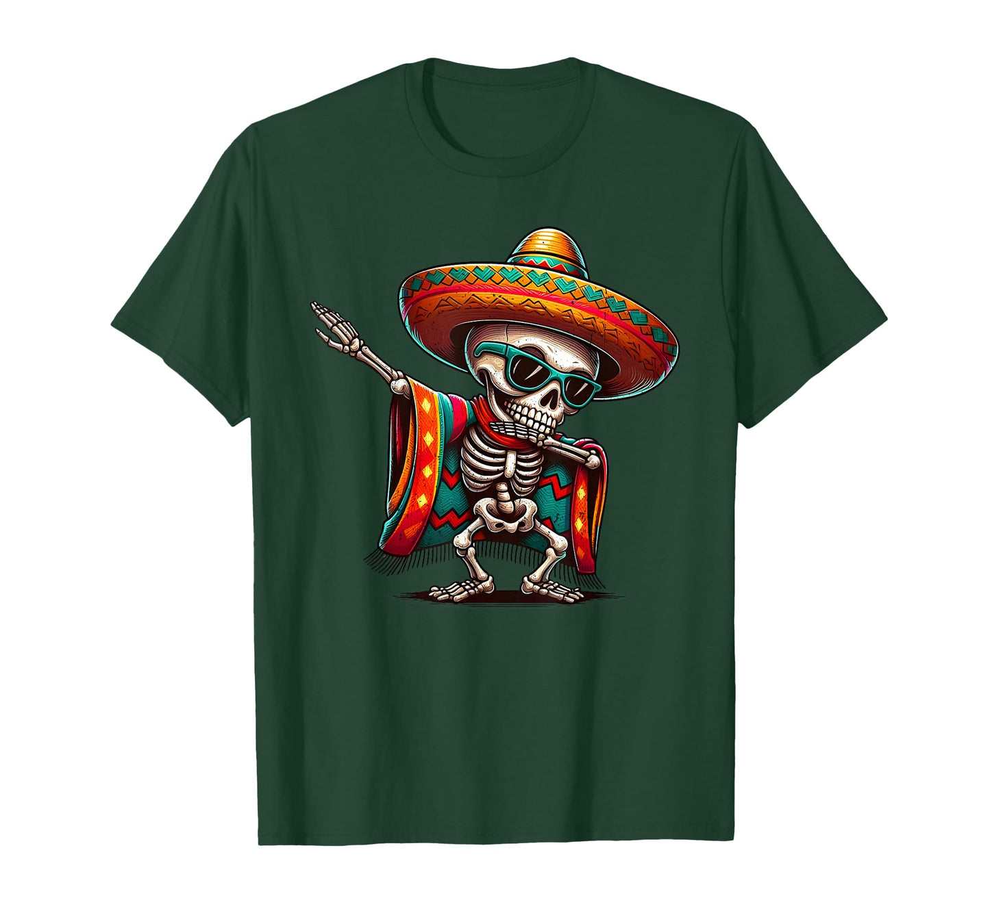 Funny Dabbing Mexican Skeleton Poncho Cinco de Mayo T-Shirt
