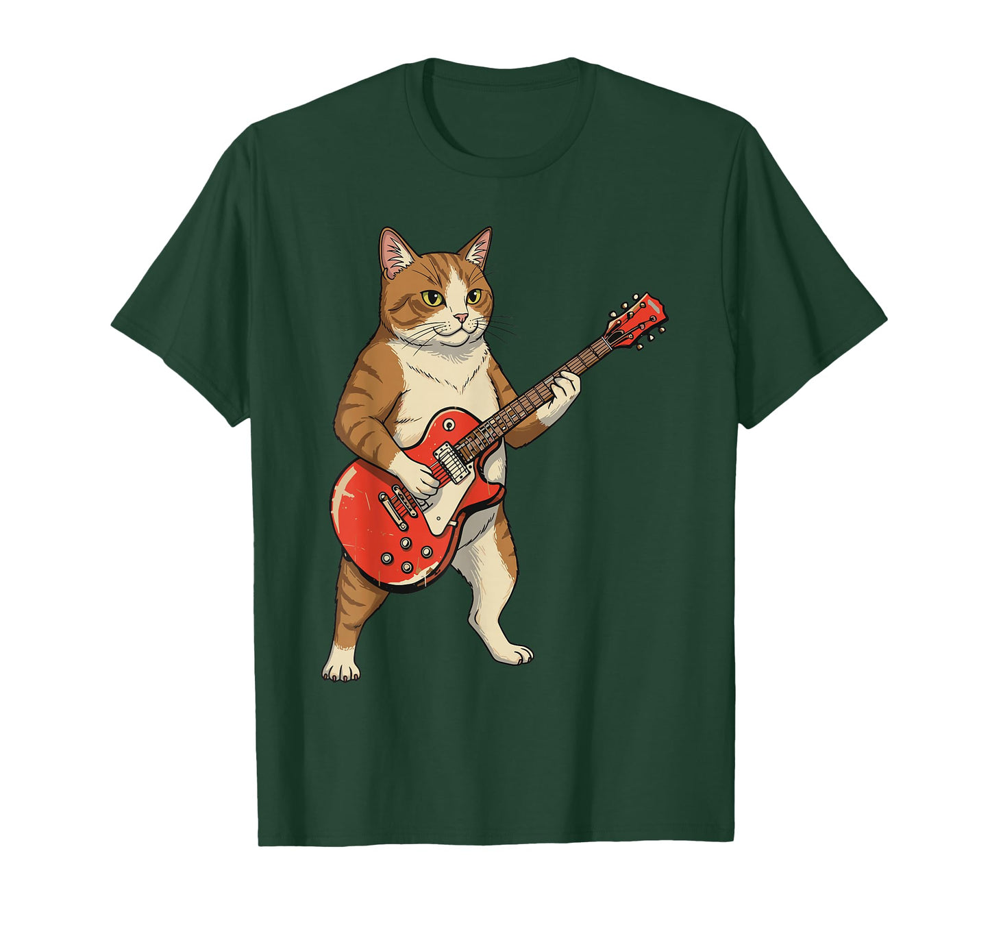 Guitar Cat Rock Music Funny Animal Lover Men Women Kids T-Shirt