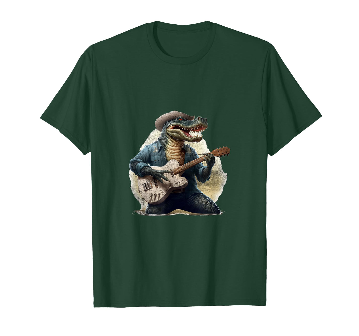 Funny Gator Alligator Playing Guitar Cowboy Country Music T-Shirt