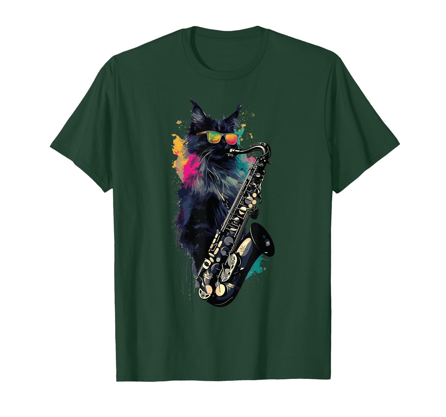 Cat With Saxophone Cat Playing Saxophone T-Shirt