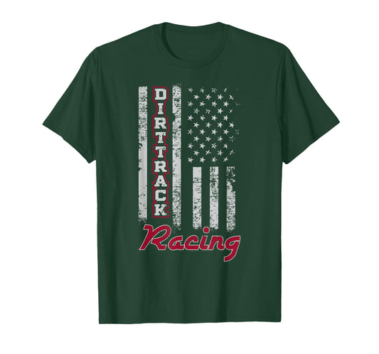 Dirt Track Racing Gift Design American Flag T-Shirt