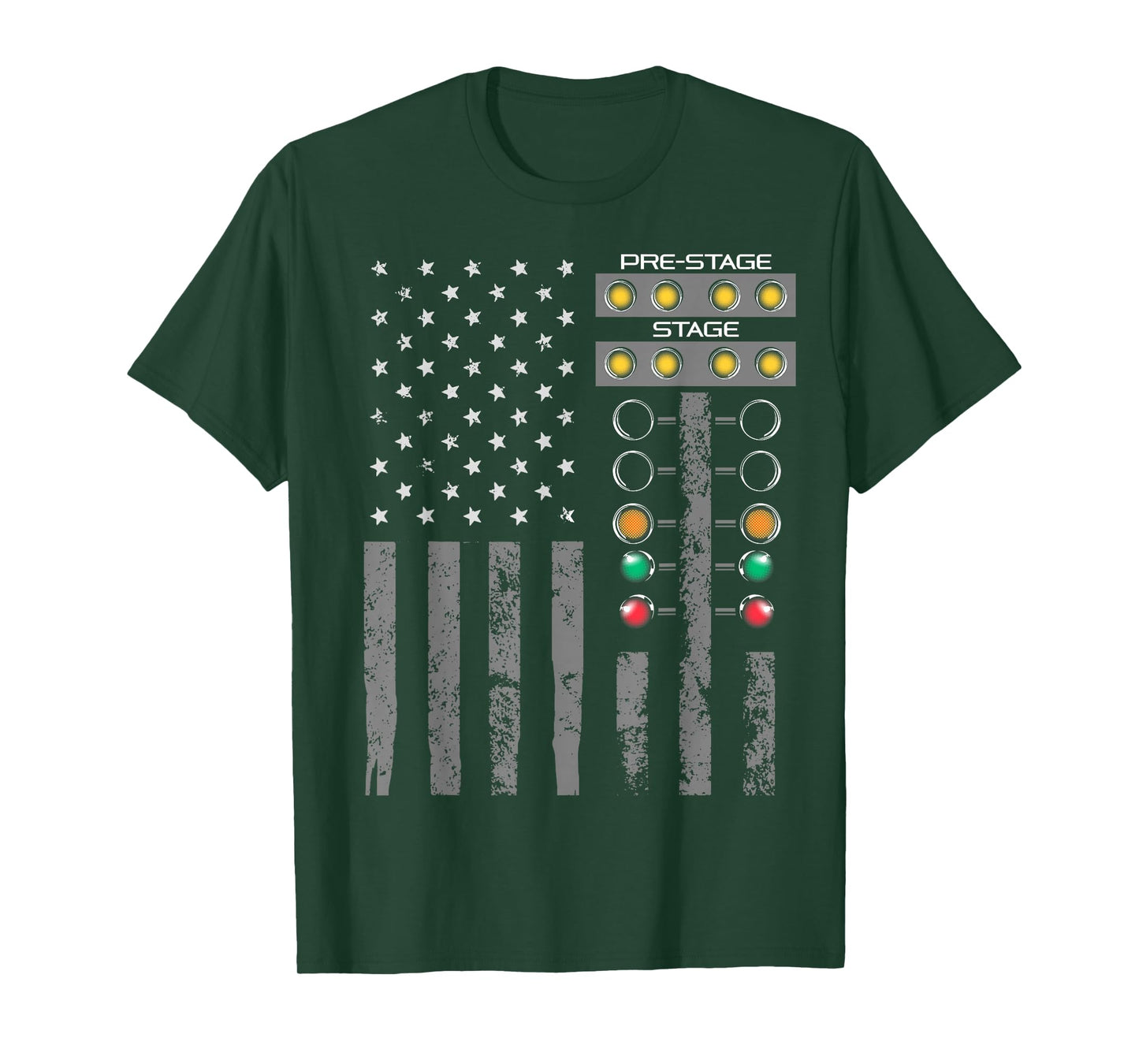 American Flag Drag Strip Auto Tree Light for Racecar Driver T-Shirt