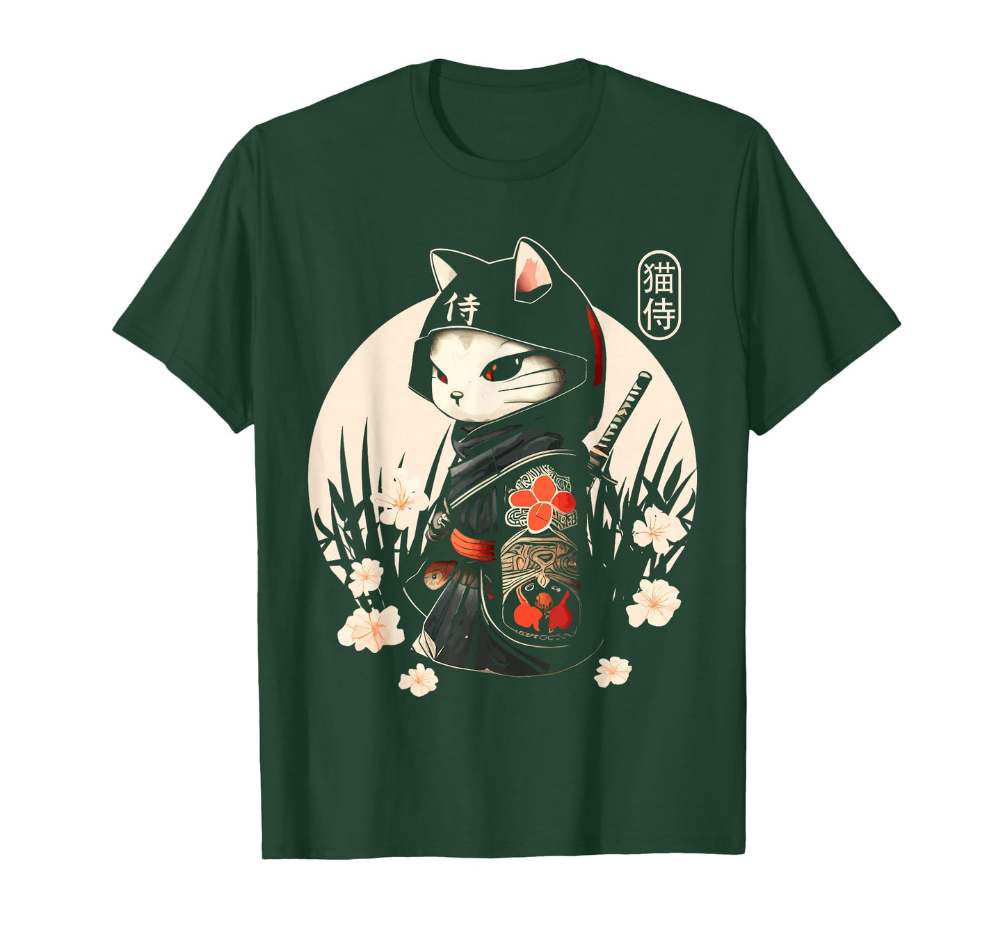 Japanese Samurai Cat Tattoo, Kawaii Ninja Cat T-Shirt