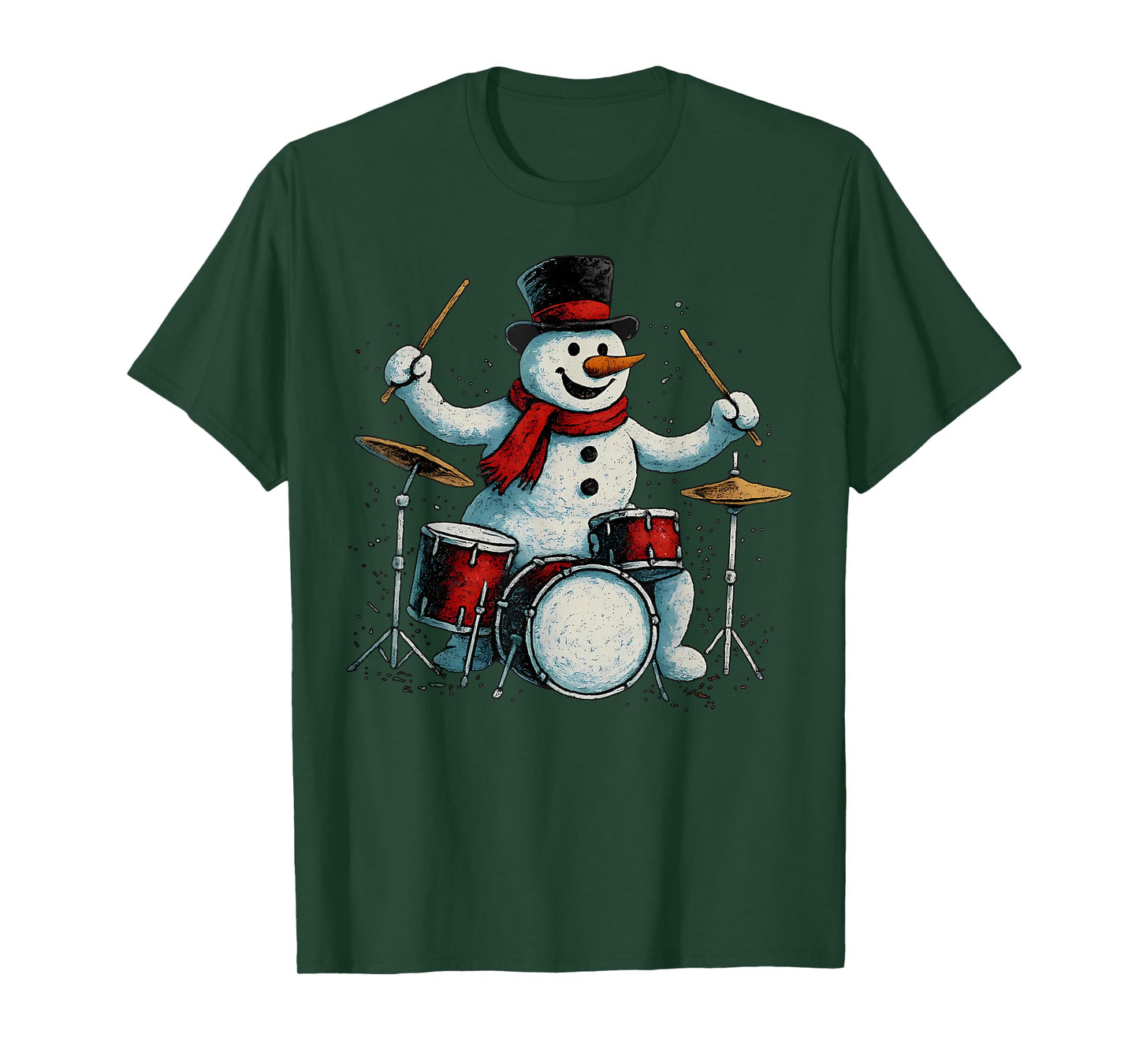 Drummer Snowman Christmas Musician Drums Percussionist Music T-Shirt