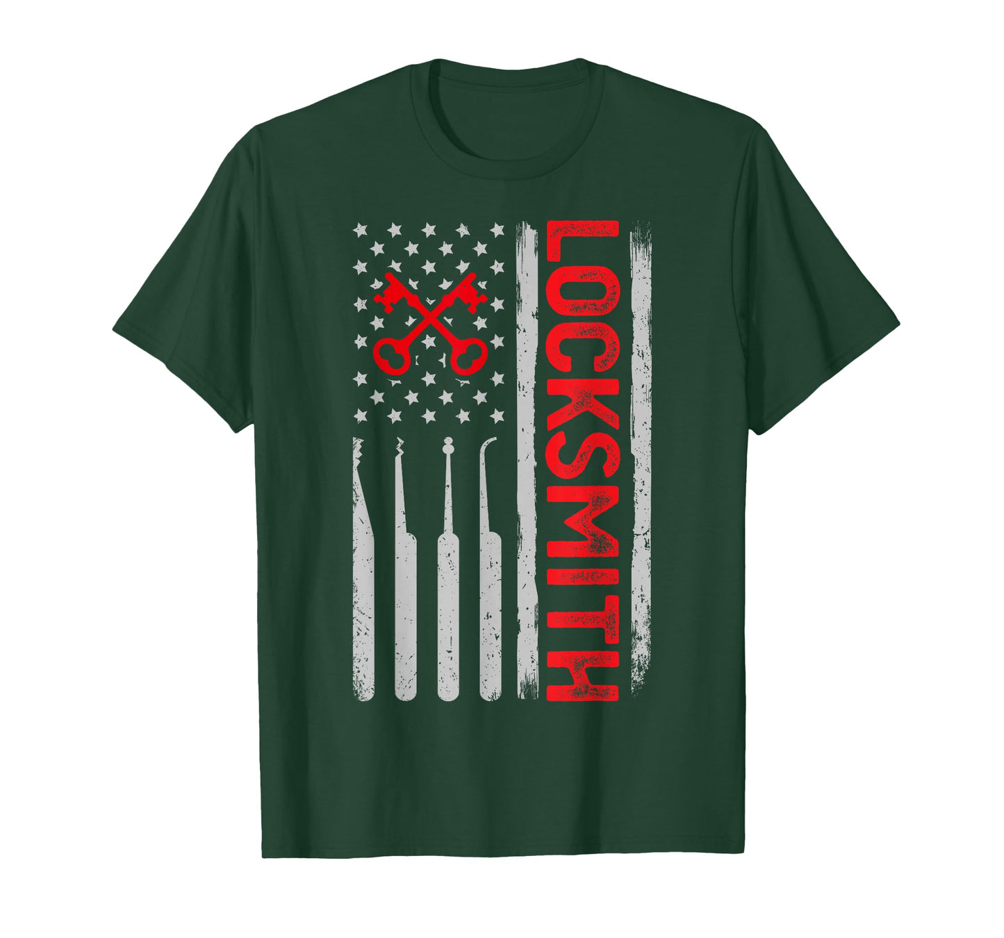 Locksmith USA Flag Patriotic Locksmithing Lock Picker T-Shirt