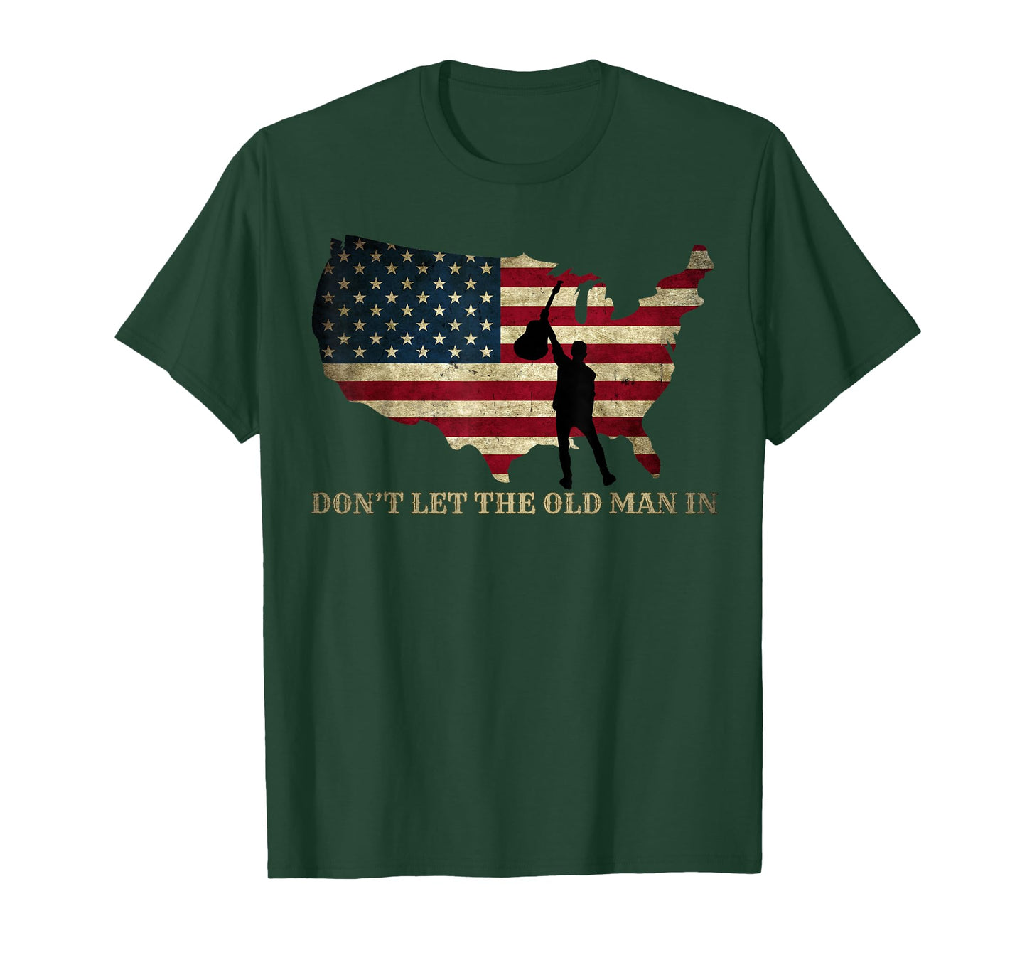 Vintage Don't Let The Old Man in American Flag Guitar T-Shirt