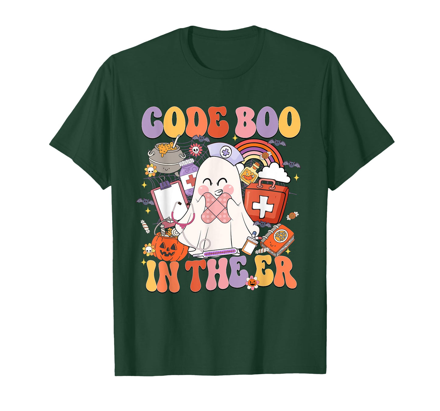 Code Boo In The ER Emergency Room Nurse Boo Halloween T-Shirt