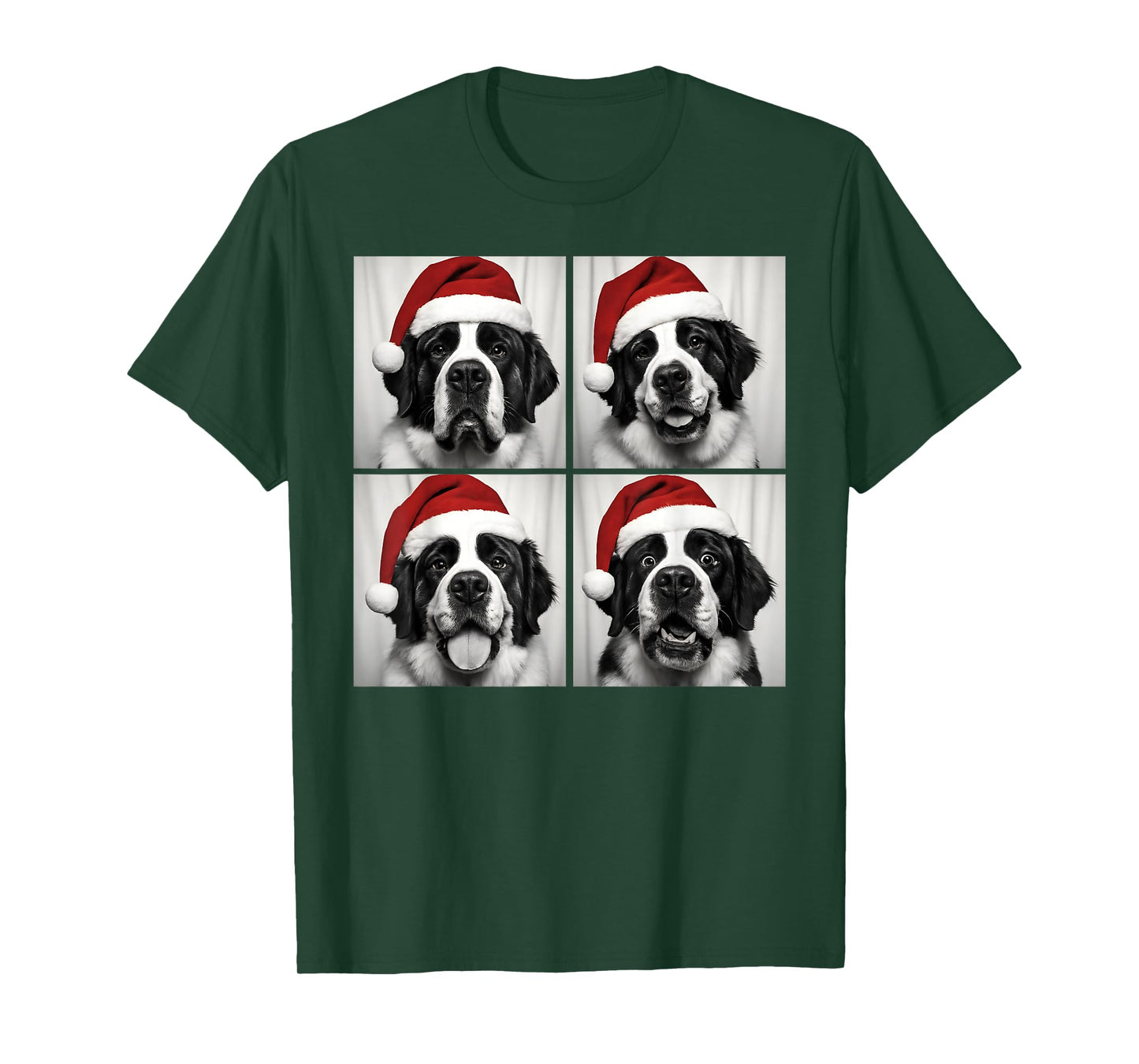 Funny Christmas Saint Bernard Santa Dog Lover Photo Booth T-Shirt