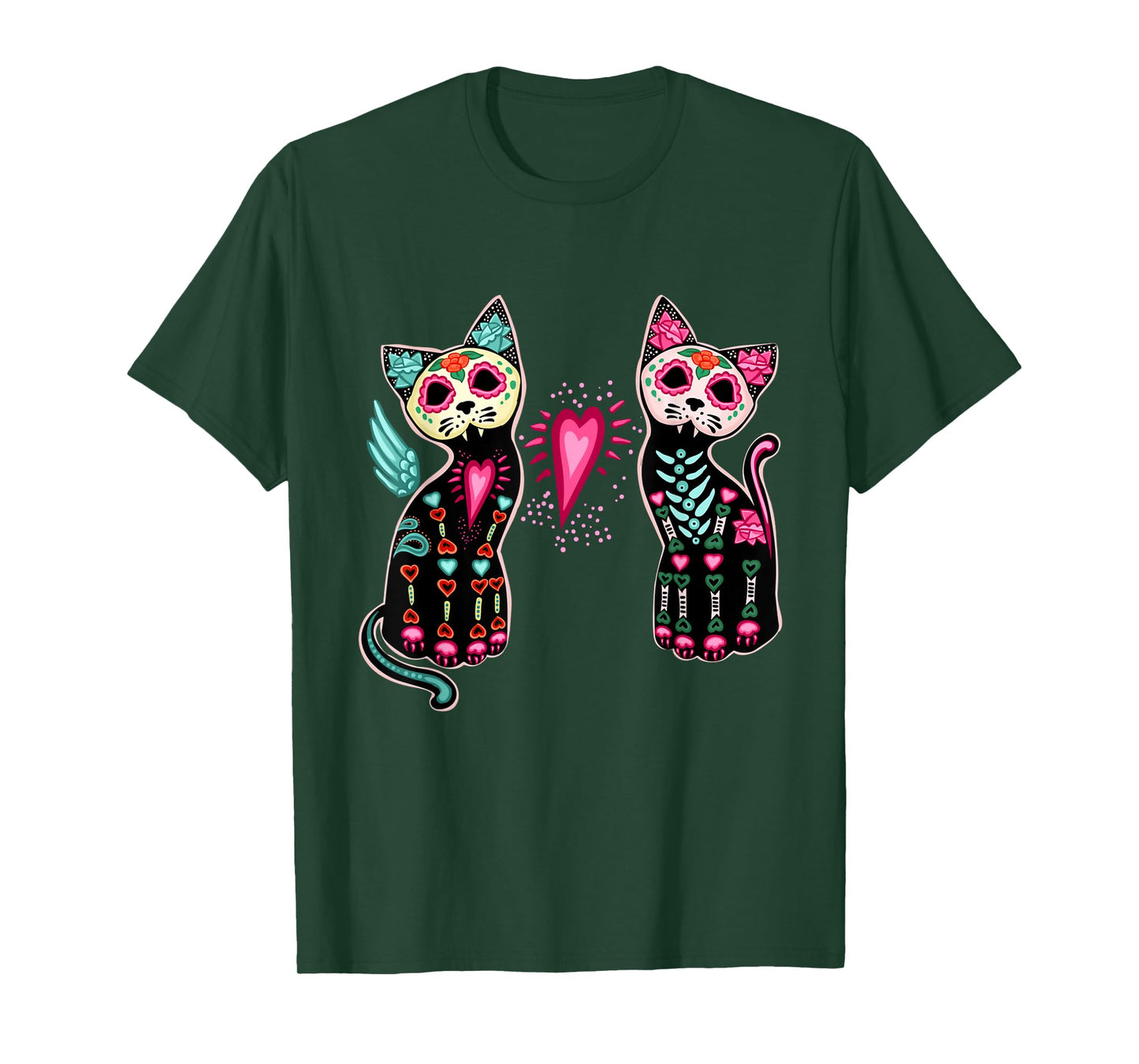 Day of the Dead Cats Shirt Cat Lovers Dia De Los Muertos T-Shirt