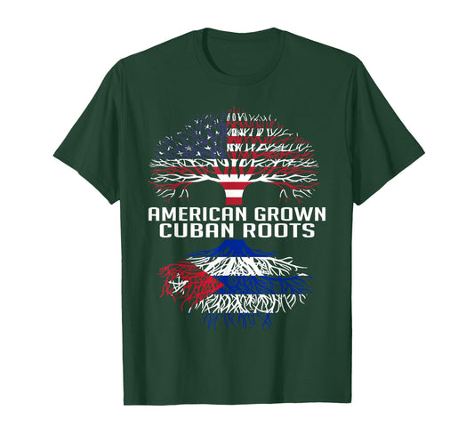American Grown Cuban Roots Proud Cuban Roots Cuba Flag T-Shirt