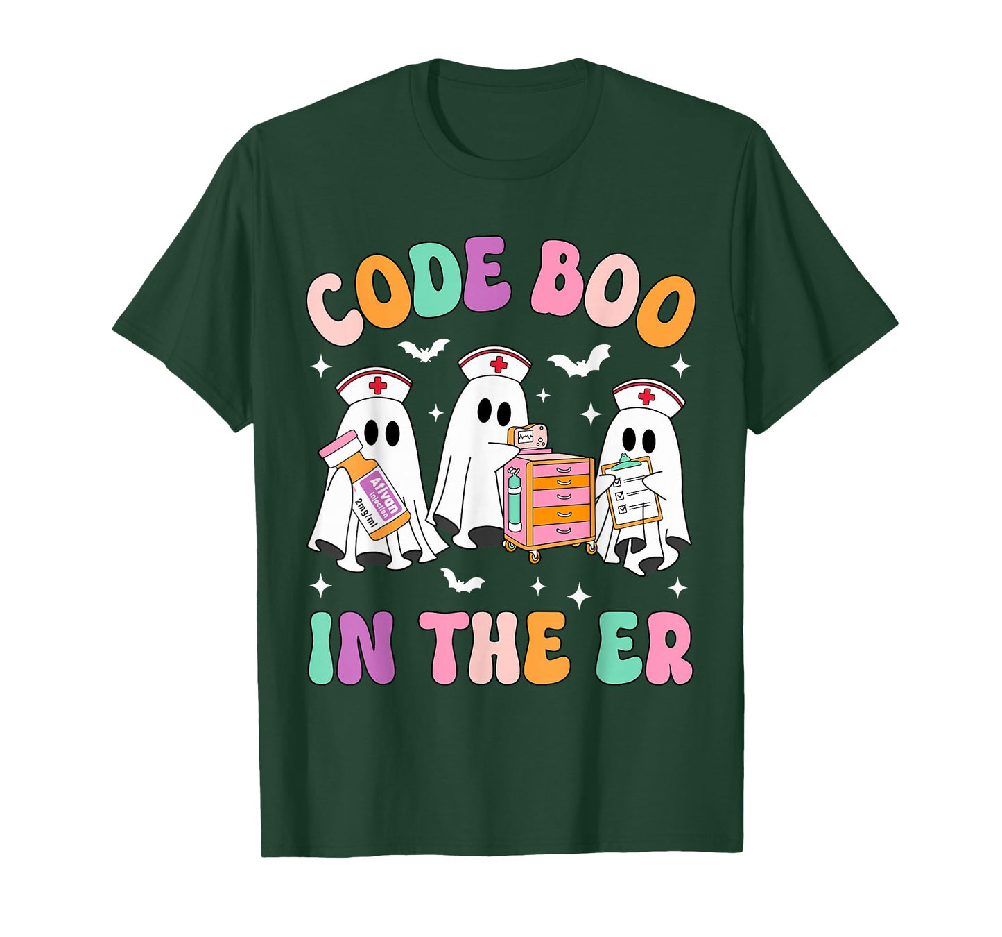 Code Boo In The ER Nurse Ghost Halloween Costume Nursing T-Shirt