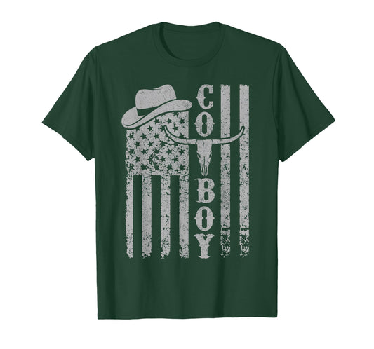 Western Country Men Teen Boy Kid Rodeo Southern Retro Cowboy T-Shirt